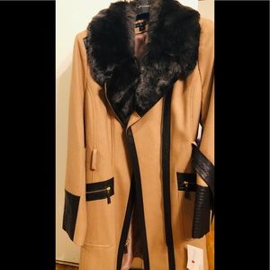 Via Spiga Belted Faux Fur Coat